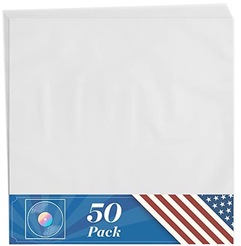 Claev 50 Clear Vinyl Record Sleeves (12 x 12 inch, Square), Archival Quality Plastic Inner Sleeves for 12 LP Vinyl Records Protection