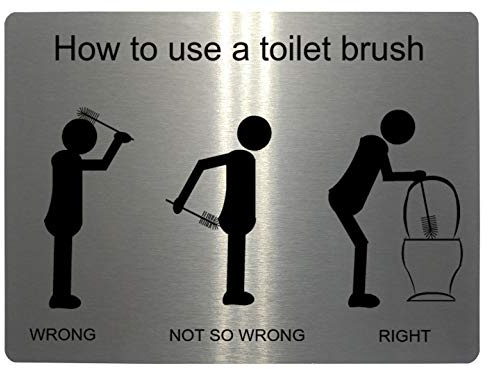 119 How to use a toilet brush Funny Metal Aluminium Plaque Sign House Office Pub (20x15cm, Brushed Silver)