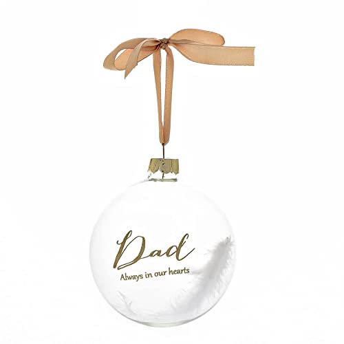 Memorial Glass Bauble with Feather Christmas Tree Decoration 70mm - Dad