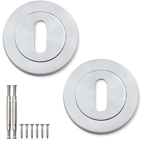Bwintech 1 Pair 52MM Satin Chrome Keyhole Escutcheon Keyhole Cover