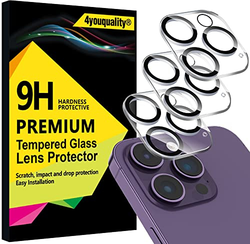 4youquality [3-Pack Camera Lens Protector for iPhone 14 Pro Max (6.7-inch) & iPhone 14 Pro (6.1-inch), 9H Tempered Glass, [LifetimeSupport][Anti-Scratch][Does Not Affect Night Shots]