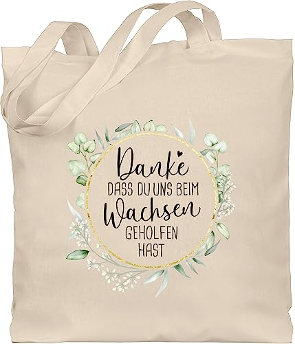 Shirtracer Baumwolltasche - Erzieherin - Taschen - Danke dass du uns beim Wachsen geholfen hast I Geschenk Erzieher Kita I Danke Geschenk Tagesmutter - Unisize - Naturweiß