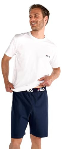 Fila Pyjama Homme Court 100purcent Coton, Vêtements de Nuit Homme, Ensemble Doux et Confortable, Taille L