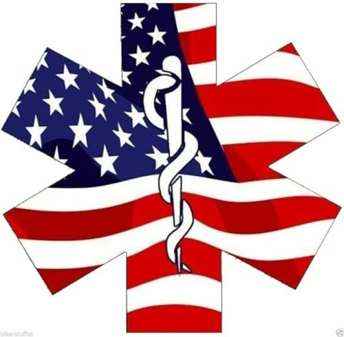 WildeBabsKLBT 11cm Hochwertiger Auto-Aufkleber Sticker Decal Autoaufkleber Aufkleber-Folie Wetterfest Star of Life EMT USA Flag Flagge Fahne F1874