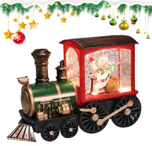Schneekugel Zug, interessanter beleuchteter Zug mit Schneeszene, Heimdekor-Produkte für Wohnzimmer, Garten, Auto, Vitrine, Schlafzimmer, Arbeitszimmer Geteawily