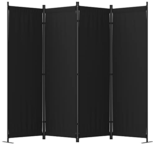 Room Divider, 4 Panel Folding Screen, 88” Portable Separating 3 Feet(Black)
