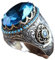 Ringe Damen Damenschmuckring Rings Herren Geschenk Vintage Punk Fingerring für Männer, oval, blau, großer Stein, geschnitztes Muster, grüner Kristall, Ringe für Männer und Frauen, Party, 13 Aquamarin