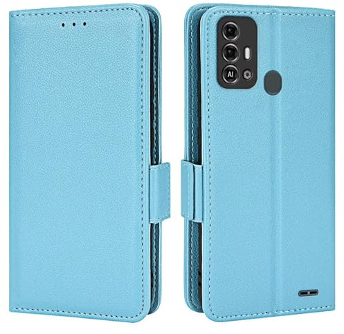 Topme Estuche de Cuero para ZTE Blade A53 Pro (6.52 Inches), [ Funda para Teléfono de la Serie con Patrón de Lichi Simple] - Azul Claro