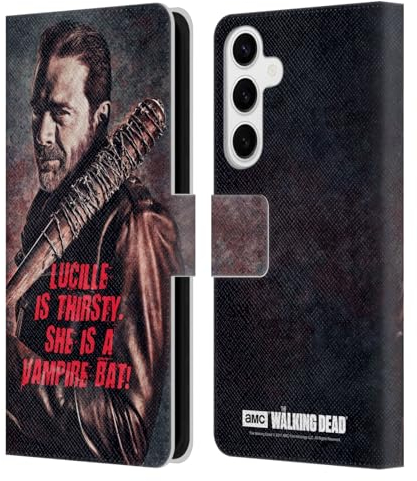Head Case Designs Offizielle AMC The Walking Dead Lucille Vampir Fledermaus Negan Leder Brieftaschen Handyhülle Hülle Huelle kompatibel mit Samsung Galaxy S24+ 5G