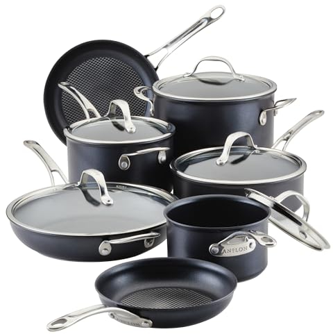 Anolon Anolon X-Hybrid-Kochgeschirr-Set, antihaftbeschichtet, Induktionstöpfe und Pfannen, 12-teilig, Anthrazit