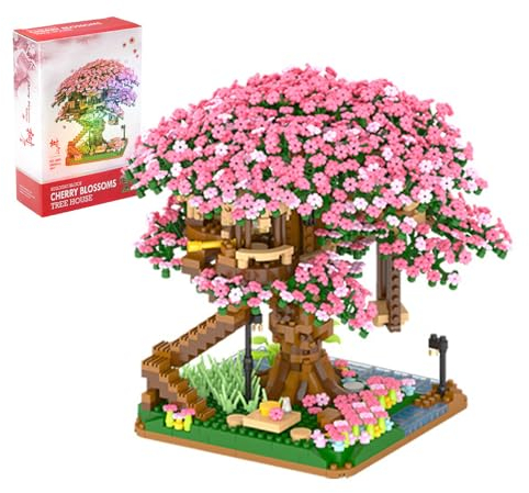 Sakura Baumhaus Bausteine Set, Mini 2138 Teile Baumhaus Modellbausatz Sakura Baumhaus Mini Brick Sets Bauspielzeug Tolles Architekturspielzeug für Erwachsene und Kinder