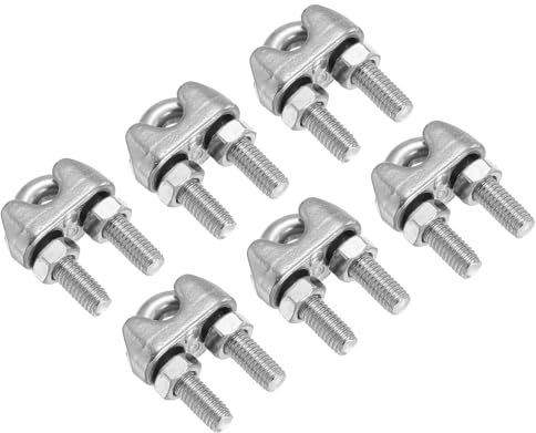 PATIKIL 3/16 / 5mm Wire Rope Cable Clip Clamp, 6Pcs M5 304 Stainless Steel U Bolt Saddle Fastener for Rigging Railing, Silver Tone