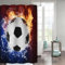 WEQEER Fußball Duschvorhang 180x180 180x200 Sport Thema Fußball Duschvorhang Textil 3D Fußball Duschvorhänge Mit 12 Ringen Für Jungen, Kinder (1,180 x 200 cm)
