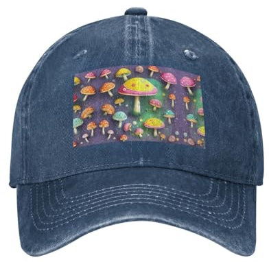 WapNo Colorful Dream Pilz-Truckermütze, verstellbar, Metall, Snapback, Cowboy-Baseballkappe, Unisex, schwarz, Marineblau, Einheitsgröße