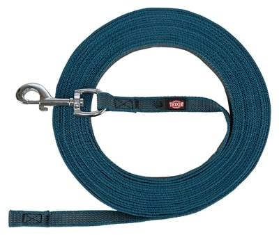 Trixie - Trixie Hundeleine Schleppleine mit Gummi Anti-Rutsch Petrol blau