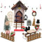 WDJLNZB 24 Pezzi Porta per Elfo Natale Accessori, Porta Gnomo Set Natalizio, Casa Elfo Natale in Miniatura con Scopa, Albero di Natale, Porta Elfo Natale Kit per Addobbi Natalizi Regali (Marrone)