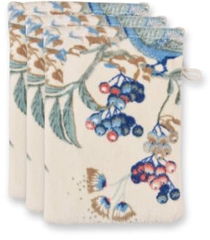 Pip Studio Waschlappen Set/3 Secret Garden Weiß/Blau 16x22cm