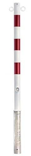 ES-Team UVAP90 Absperrpfosten Ø60mm x 1200 mm Stahl verzinkt, Pulverschichtet, Herausnehmbar DIN 3223 Dreikant in verschiedenen Farben (Stahl-mit-Ösen, weiss-rot)