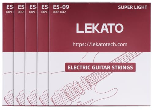 LEKATO Corde per chitarra elettrica, in acciaio nichelato, con estremità a sfera, set da 6 corde esagonali in acciaio (09-42)
