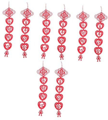 PRETYZOOM 4 Pairs Siamese Couplet Holly Valentines Hens Party USB LED Light Year of Dragon Porch Sign Door Banner Bud Vases Wedding Table Decoration Lantern Items Home Non-woven Fabric Red