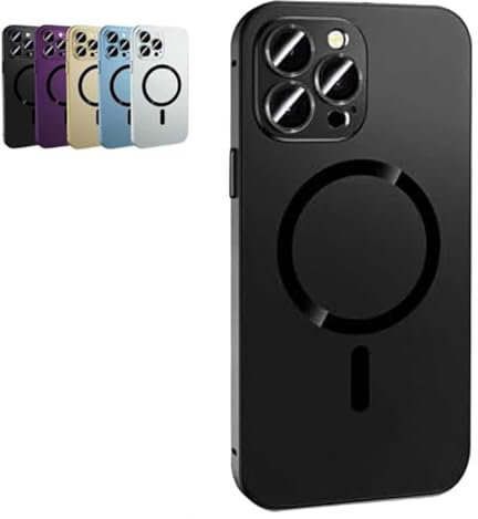 Magnetic Charging Aluminum Metal Bumper Matte Shell for iPhone, Magnetic Charging Aluminium Metal Bumper Matte Case for iPhone 16/15/14/13/12 Pro Max (Black,For iPhone 15)