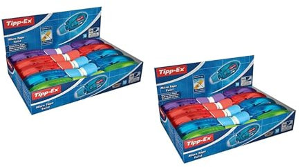 BIC Tipp-Ex Korrekturroller Micro Tape Twist mit Schutzkappe – 4 Farben – 8m x 5mm – 2 x 10er Pack – Ideal für Büro, Home Office & Schule