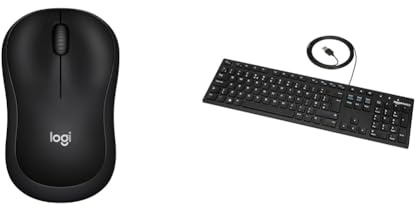 Logitech M220 SILENT Wireless & Amazon Basics Low-Profile Wired USB Keyboard