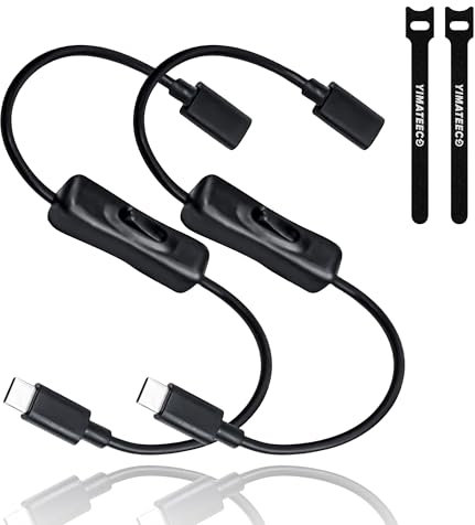 Cable de extensión USB C, cable de extensión USB 2.0 tipo C macho a hembra con interruptor de encendido/apagado, cargador de alimentación, compatible con transferencia de datos para dispositivos de