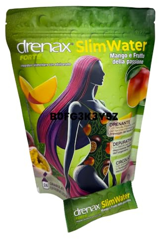 Drenax Forte Slim Water Mango e Passion Fruit Integratore Drenante 24 Bustine Effervescenti - Con Pilosella, Betulla, Ananas e Vitamina C.