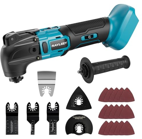 RAYLEEY Cordless Oscillating Multitool Compatible with Makita 18V Battery (No Battery), 23PCS Oscillating Tool Kit, 8500-21000 OPM, 6-Speeds, 4° Oscillation Angle, Quick Change Blade System