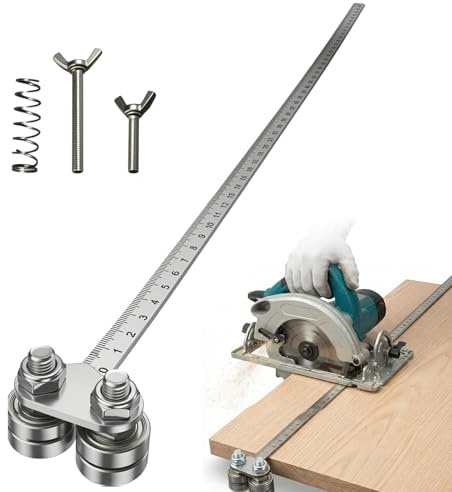 Dual-Axis Circular Saw Guide Rail,Stainless Steel Precision Cutting Guide with 60cm Adjustable Rail,Positioning Calipers for Precise Measurements & Easy Wood Cutting