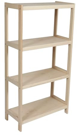 Stolarstwo Wochnik S.C. Schwerlastregal aus massivem Buchenholz, 133×50×38 cm (H×B×T), 4 Böden, bis 60 kg pro Boden, extra stabil, Werkstattregal, Kellerregal, freistehend