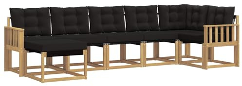 vidaXL Outdoor-Sofagarnitur mit Kissen 7 pcs Weiß und Schwarz, Moderne Loungemöbel für draußen, wetterfestes Sofa, Bequeme Sitzgelegenheit, minimalistisches Gartenmöbel