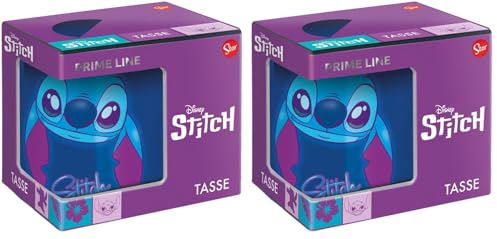 joojee GmbH Lilo & Stitch Dunkelblau Angel Couple 2 PrimeLine Tasse, 325 ml (Lot de 2)