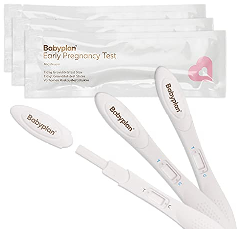 3 x Schwangerschaftstest Frühtest Babyplan (HCG test), Hygienischer Schwangerschaftstest 10 miu ml (hochempfindlich) für Babyplanung (99,6% Genauigkeit) Sehr langer, breiter und leicht verwendbarer…