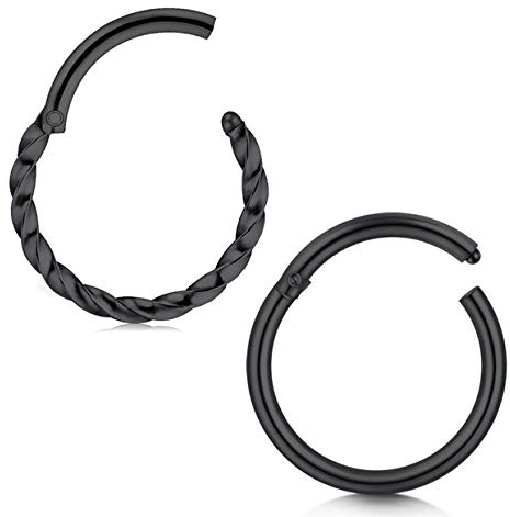 Briana Williams 2stk Nasenring Clicker Septum Nasenpiercing Edelstahl 8mm Segment Piercing Nase Lippe Ohr Ring