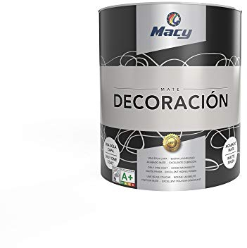 Macy Pintura Plástica Mate Decoración Interiores Excelente Cubrición, Acabado Perfecto. Color Gris. 750 ml