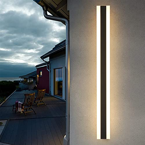 LED Lange Wandlampe Villa Wandlampe Villa Porch Wandlampe Außen IP65 Wasserdicht Wandleuchten Schwarz Lange Lichtleiste Aluminium Aussen Wandlampe Acryl Warmes Licht Gartenleuchte-115CM,Warmes Licht