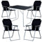 Mojawo 5-TLG. Camping Set Campingtisch Schwarz Gartenmöbel + 4 STK. Campingstuhl Klappstuhl schwarz Outdoor