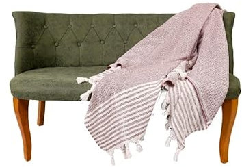 Tagesdecke, Sofa-Überwurf, Sessel Baumwolldecke, Bettüberwurf/Innenfutter, außergewöhnlich bequem, langlebig, glatt, 100% handgewebt, reine türkische Baumwolle, böhmisch-orientalisch (Merlot, Roman)