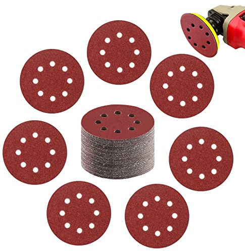 HIUOUIH Schleifpapier 125mm Klett 100 stück Schleifscheiben Rund Schleifblätter Körnung P150 Exzenterschleifer 8 Loch für Holz und Metall