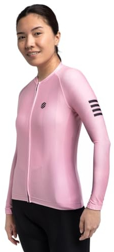 SIROKO - Langärmeliges Radtrikot für Damen M2 Flamingo - XL - Bubblegum Pink/Schwarz