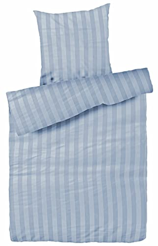 CARPE SONNO Damast Bettwäsche 155x220 Baumwolle Gestreifte Bettwäsche Baumwolle 155x220 Duvet Cover Set Deckenbezug Kissenbezug mit Reißverschluss Bettwaren & bettwäsche-sets Blau Bettbezug 155x220-cm