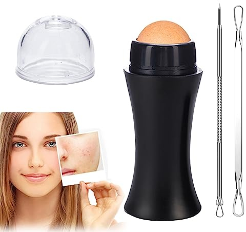 1 Stücke Ölabsorbierender Roller,wiederverwendbares Oil Absorbing Face Roller,Gesichtsreinigung für fettige und ölige Haut,Ölabsorbierender Vulkanstein-Gesichtsroller