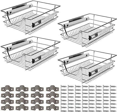 Eulenke 4 Stück 40cm Küchenschublade Küchen Teleskopschublade, Küchenschrank mit Schienensystem, vielfältiger Küchenauszug Schrankauszug, Einsatz Schlafzimmerschublade, Einbauschublade, Korbauszug
