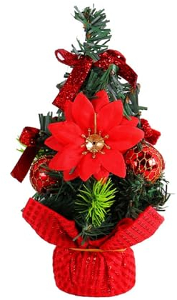 Mini Weihnachtsbaum 20cm Künstlicher Weihnachtsbaum Klein Tannenbaum Christbaum Weihnachtsdeko Miniatur Weihnachts Baum Tischdeko (Rot)