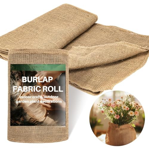 Rouleau de tissu en toile de jute naturelle de 101,6 cm x 4,9 m pour arbres, plantes d'extérieur, loisirs créatifs, décoration de jardinage