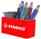 STABILO - Whiteboard- und Flipchartmarker - MARKdry - 5er Pack mit Magnetbox und Abwischtuch - mit vier verschiedenen Farben