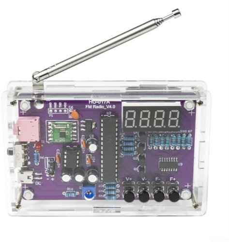 Kit de radio FM à monter soi-même, kit radio FM électronique HU-017A RDA5807S Kit de radio FM pour entraînement de soudure 87-108 MHz 5 V/3 V Double alimentation (avec étui)