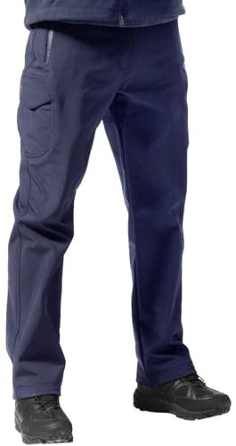 FREE SOLDIER Pantaloni da Sci Invernali da Uomo, Impermeabili, da Caccia, per attività all'Aria Aperta, Antivento, Termici, in Softshell, per Arrampicata e Escursioni, Blu, 48W